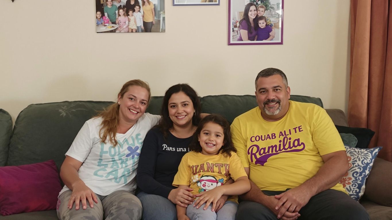 Família reunida em casa, enfrentando desafios juntos.